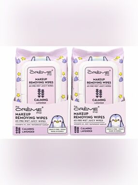 Bundle of 2 The Creme Shop Calming Lavender Makeup Removing Wipes 120 wipes